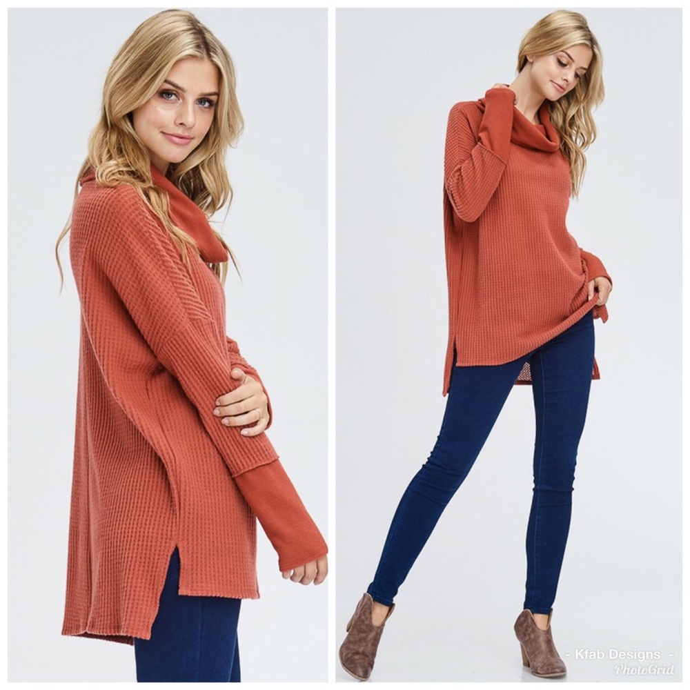 🛍LAST 1! Rust Cowl Neck Sweater Tunic! - Picture 3 of 8